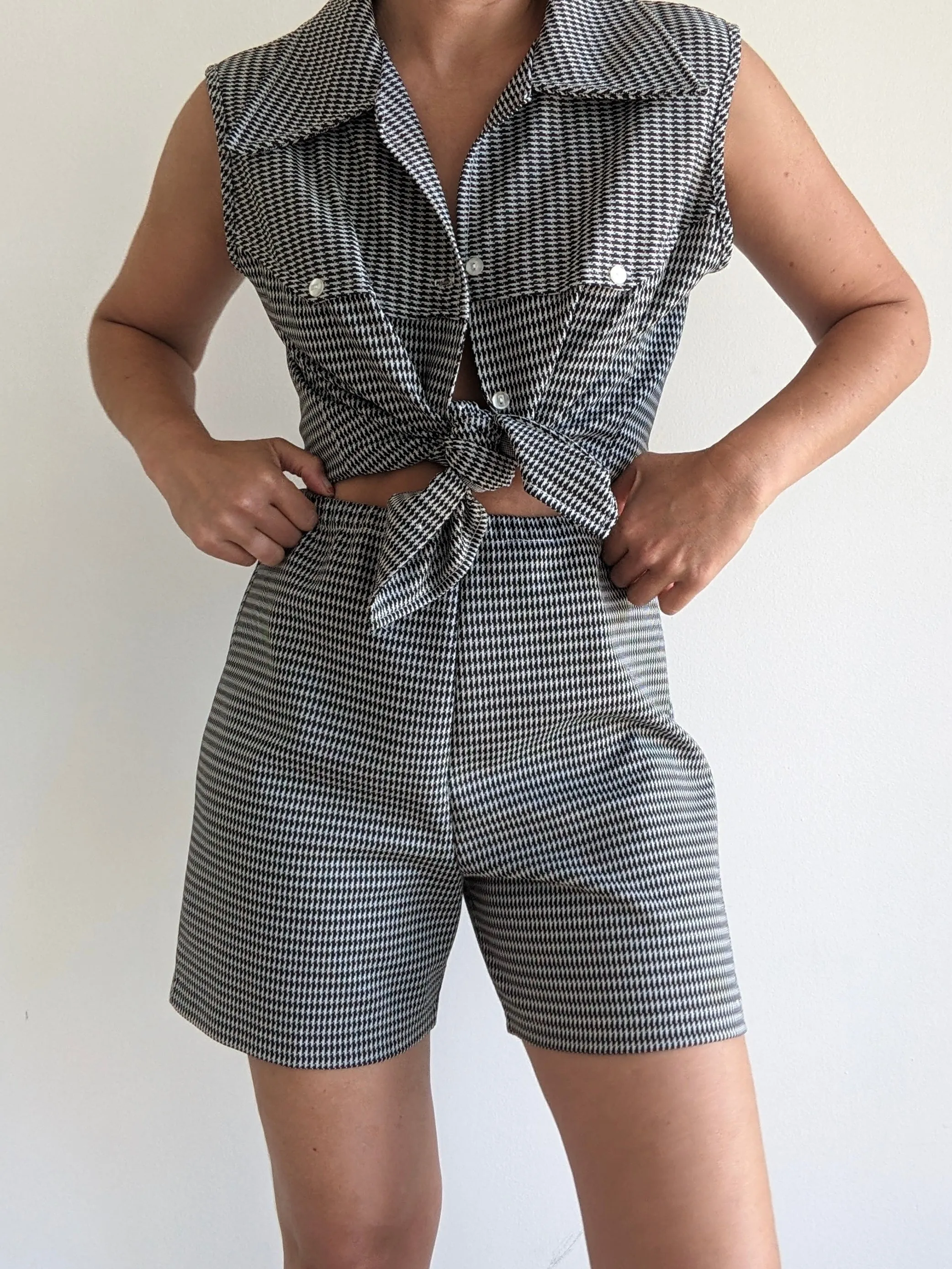 Vintage Houndstooth Vest & Shorts Set sold by NA NIN