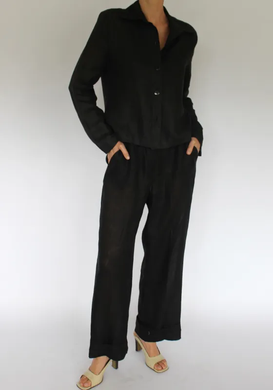 Vintage Onyx Sheer Linen Top & Pant Set made by Vintage