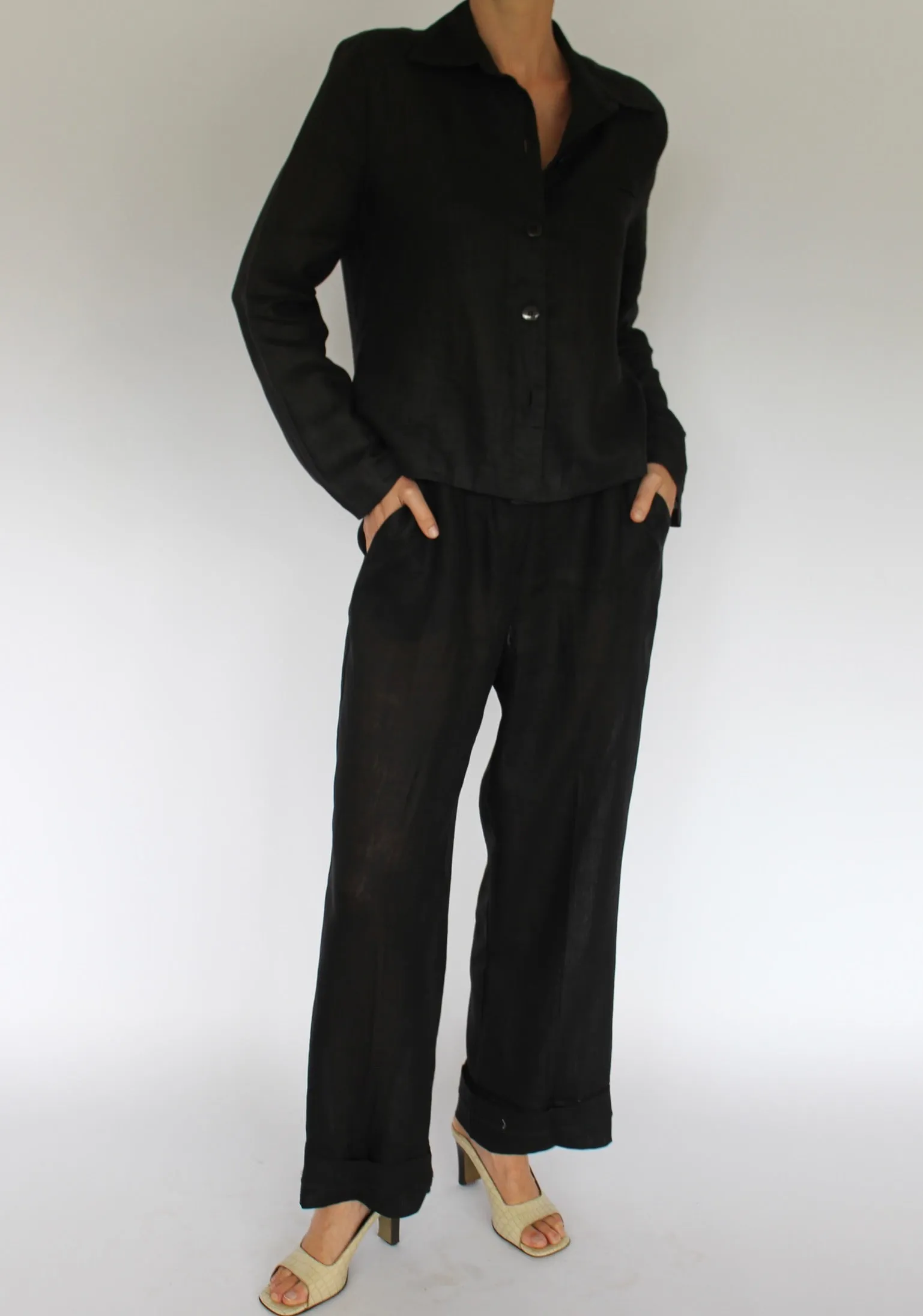 Vintage Onyx Sheer Linen Top & Pant Set sold by NA NIN