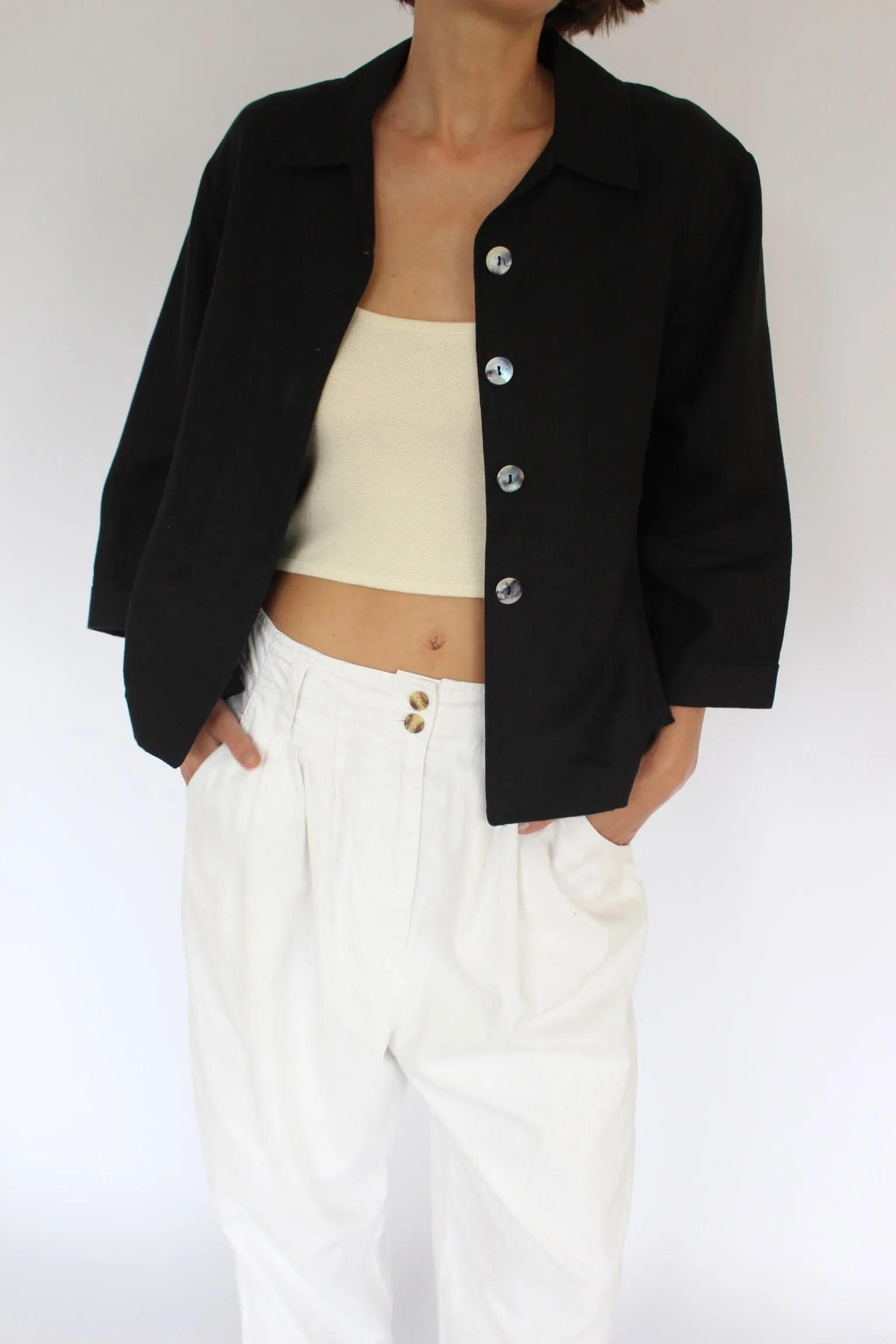 Vintage Cropped & Boxy Linen Light Jacket sold by NA NIN product image thumbnail 3