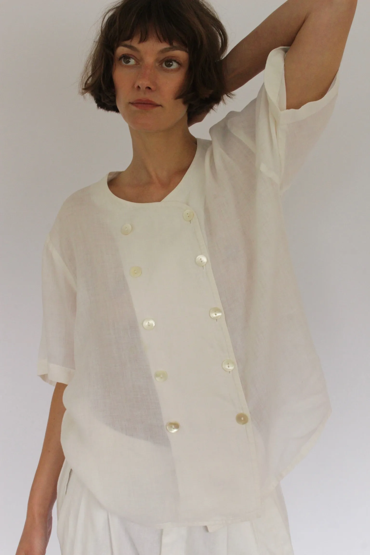 Lightweight Vintage Jaeger Double Breasted Linen Blouse sold by NA NIN product image thumbnail 5