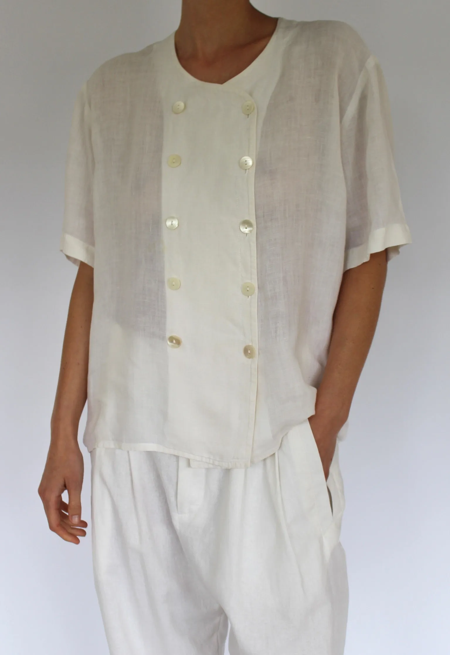 Lightweight Vintage Jaeger Double Breasted Linen Blouse sold by NA NIN product image thumbnail 2