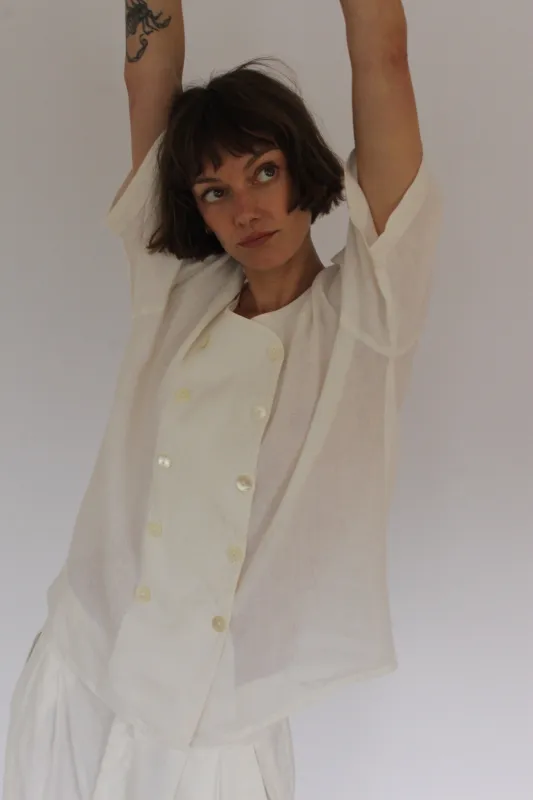 Lightweight Vintage Jaeger Double Breasted Linen Blouse made by Vintage