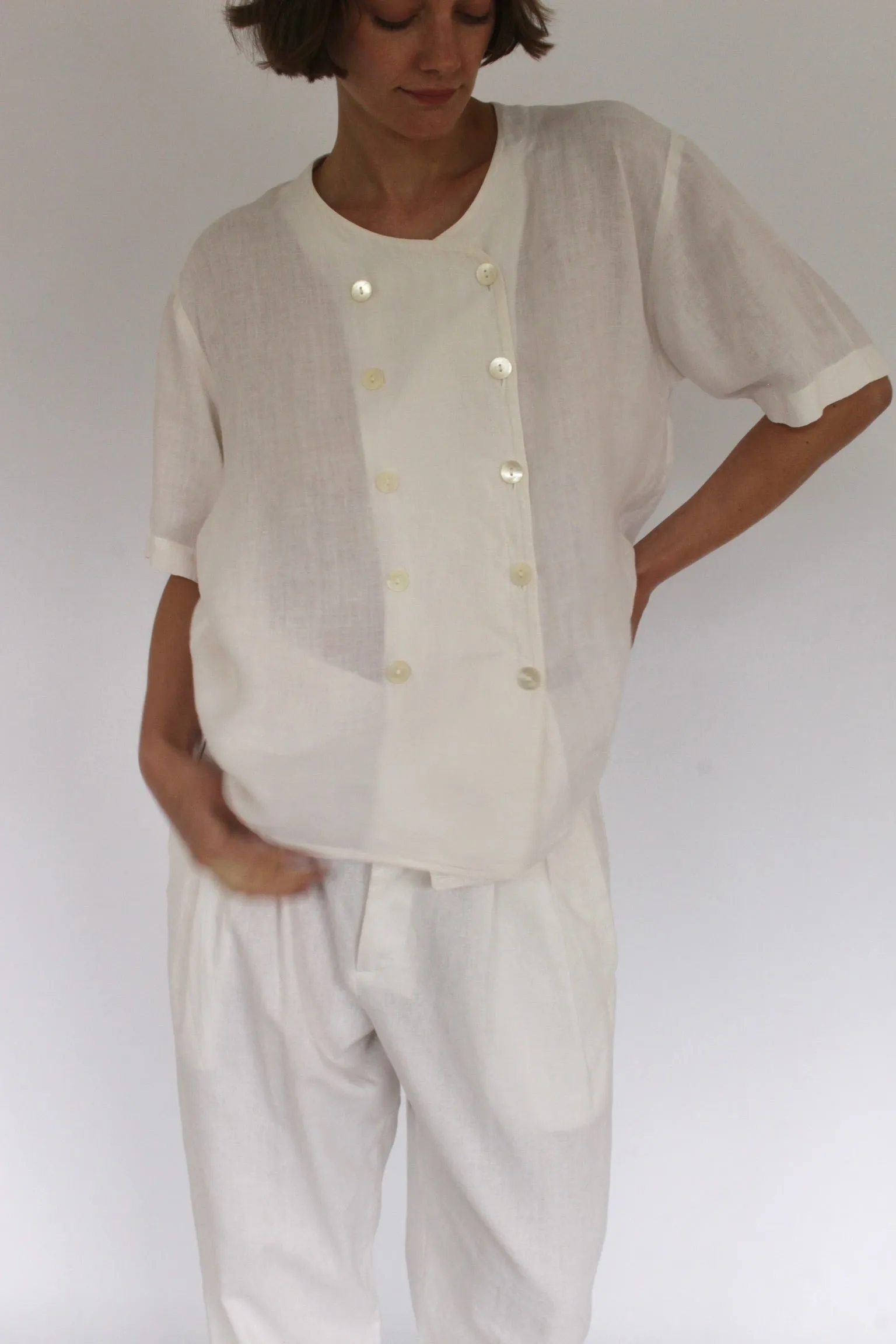Lightweight Vintage Jaeger Double Breasted Linen Blouse sold by NA NIN product image thumbnail 4