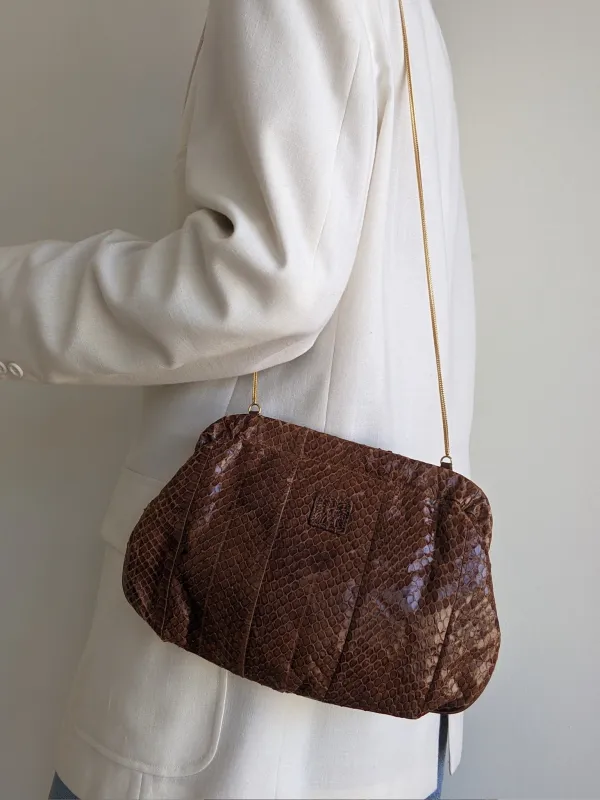 Vintage Anne Klein Snakeskin Clutch Purse made by Vintage