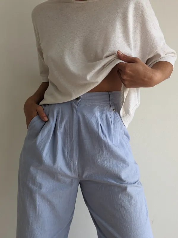 Vintage Pleated Chambray Trousers made by Vintage