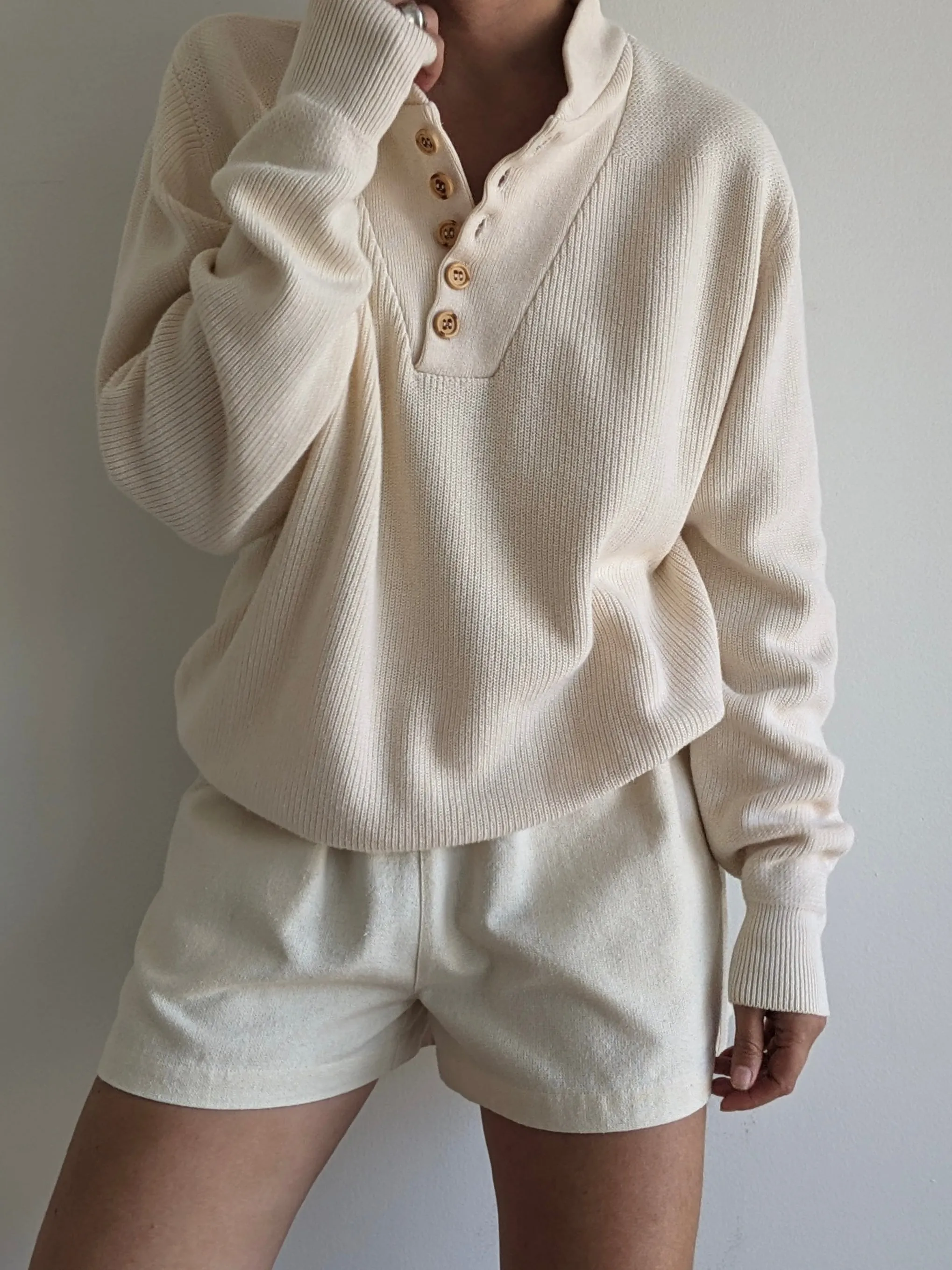 Classic Vintage Buttercream Cotton Henley sold by NA NIN product image thumbnail 4