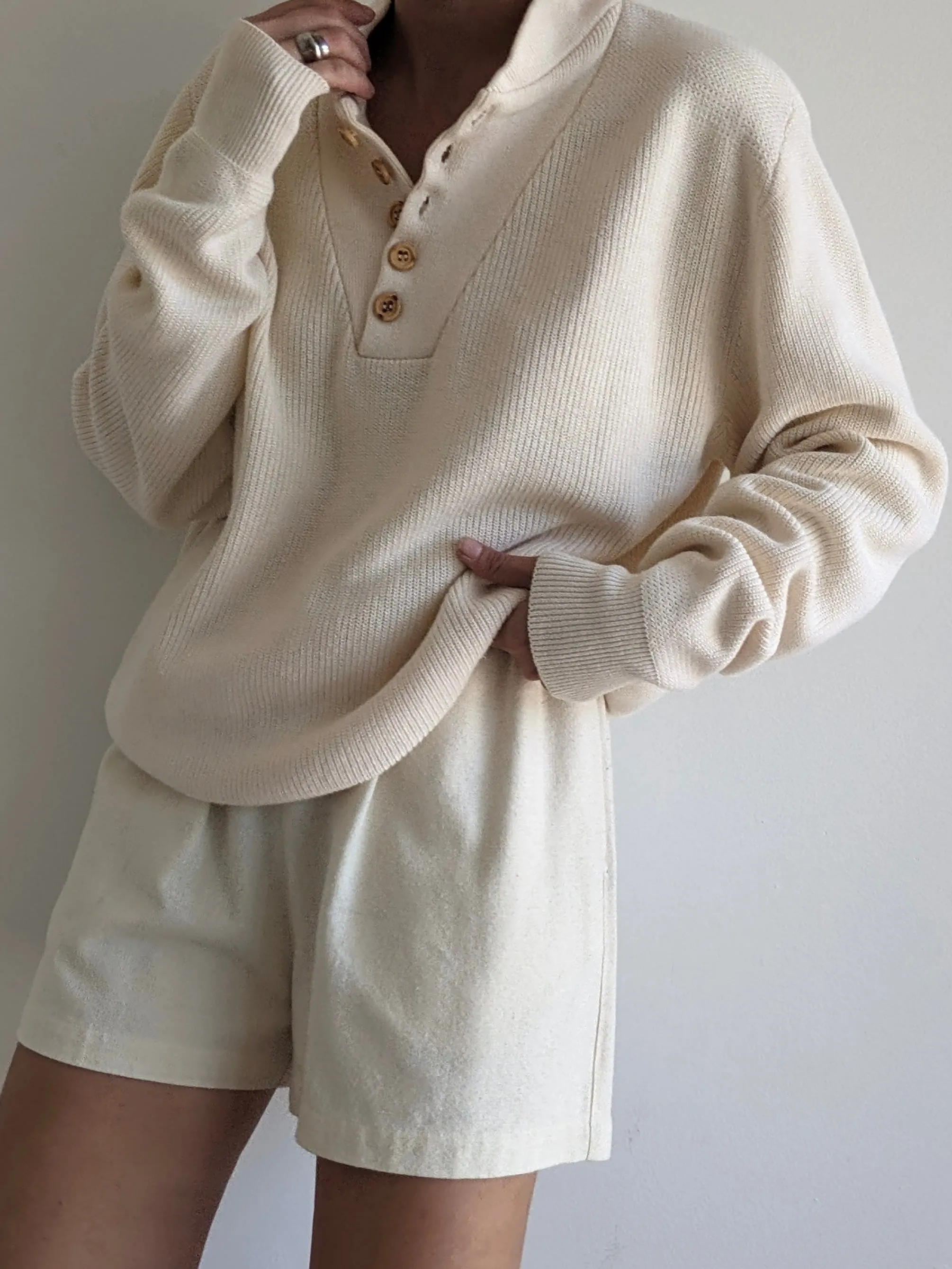 Classic Vintage Buttercream Cotton Henley sold by NA NIN product image thumbnail 5