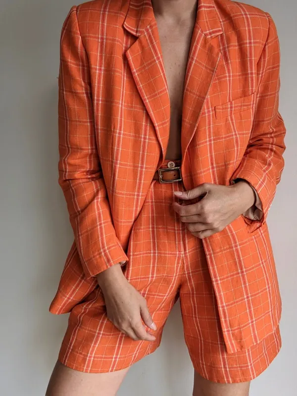 Rare Vintage Citrus Linen Shorts Suit made by Vintage