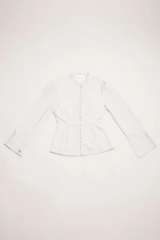 Growing Out Your Sleeve Poplin Shirt in Pearl sold by after:five