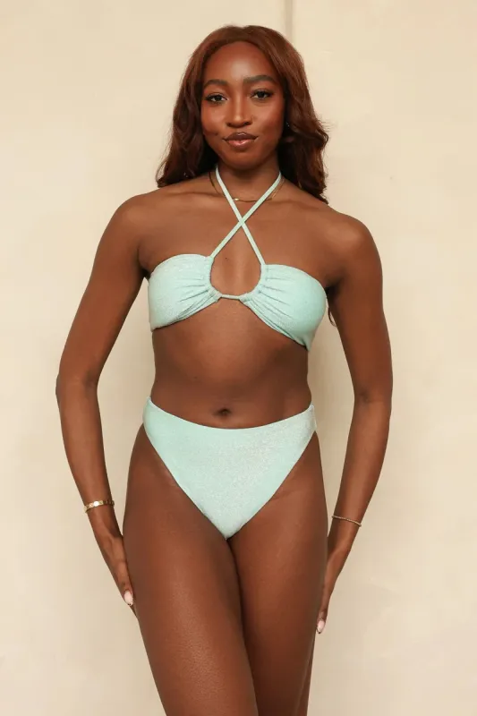 Seashore High Waist Cheeky Bikini Bottom sold by Dippin Daisy’s