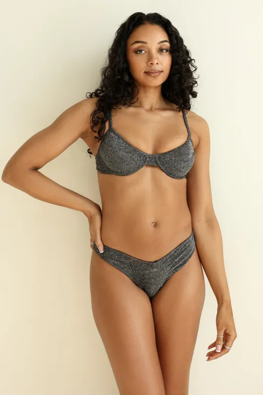 Sparkle Black Underwire Seashore Cheeky Set sold by Dippin Daisy’s