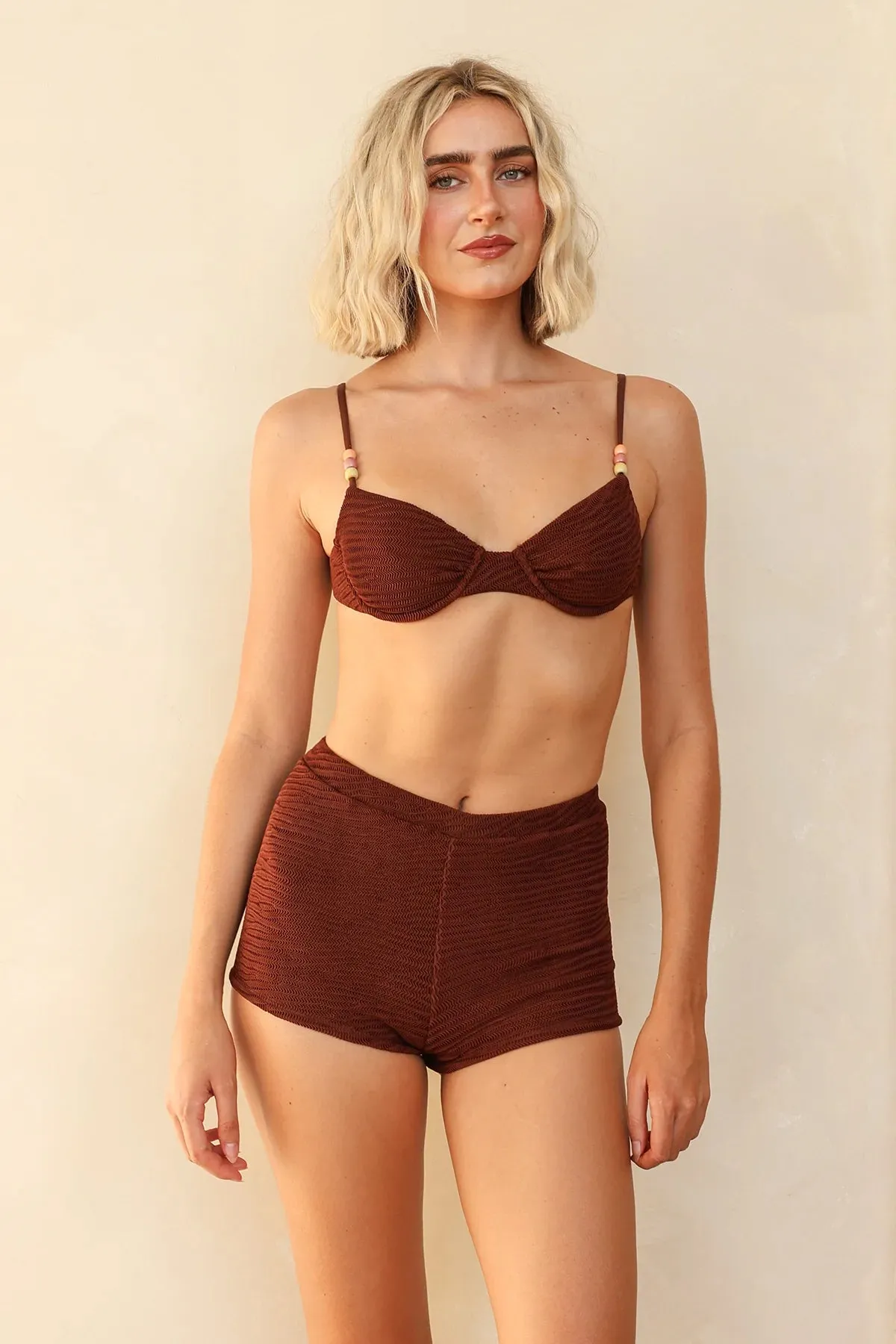 Mocha Crinkle Underwire Full Set sold by Dippin Daisy’s