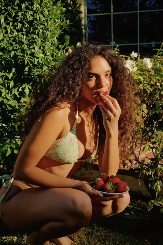 Palm Tie Back Triangle Bikini Top sold by Dippin Daisy’s