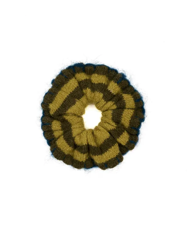 Lulu Stripe Scrunchie - Green Multi made by Brain Dead