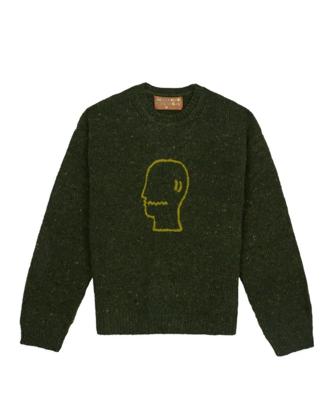 Logohead Alpaca Crewneck Sweater - Forest Green sold by Brain Dead