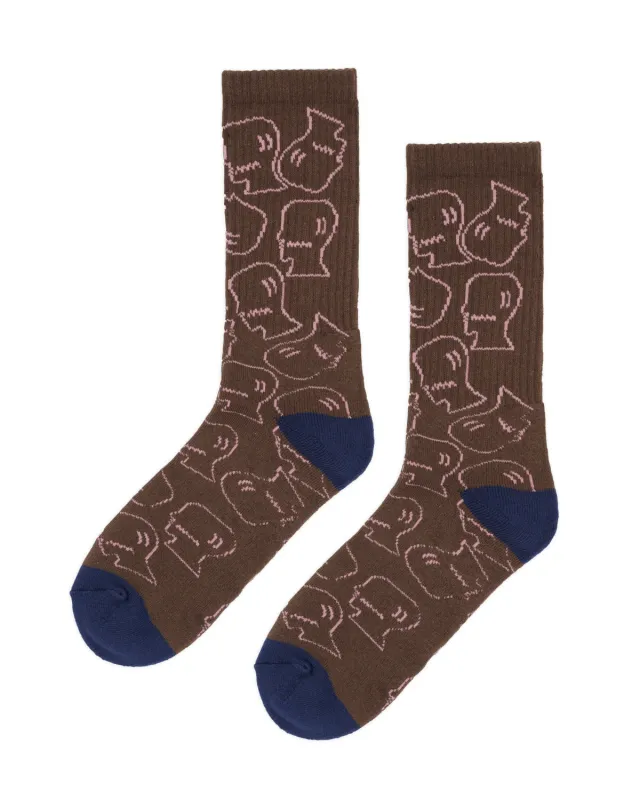 Logohead Crew Socks - Brown sold by Brain Dead