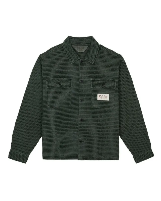 Waffle Button Front Shirt - Dark Green sold by Brain Dead