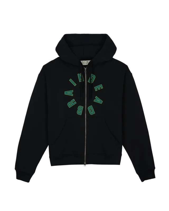 Collegiate Zip Up Hoodie - Black made by Brain Dead