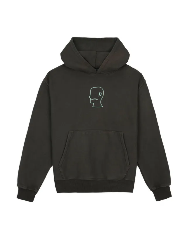 3D Embroidered Logohead Garment Dyed Hoodie - Brown sold by Brain Dead