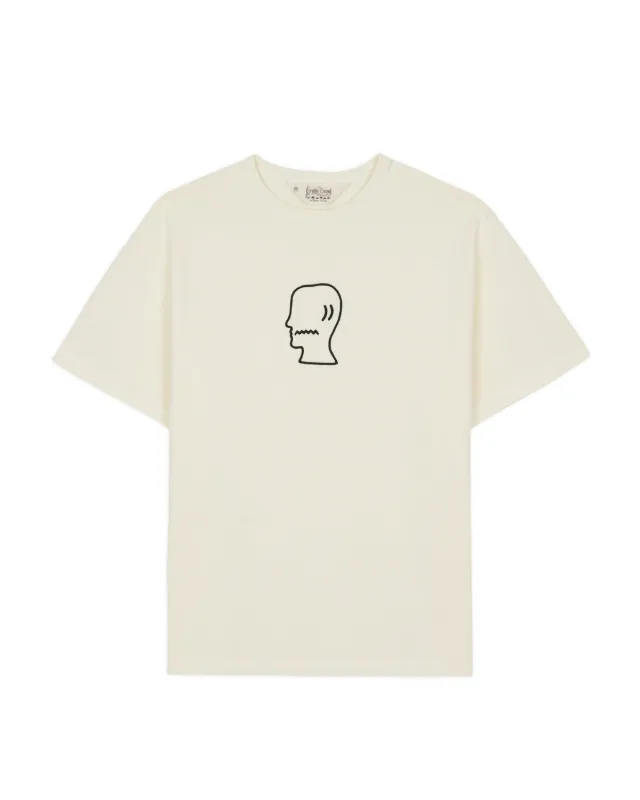 Heavyweight 3D Embroidery Logohead T-shirt - Natural sold by Brain Dead
