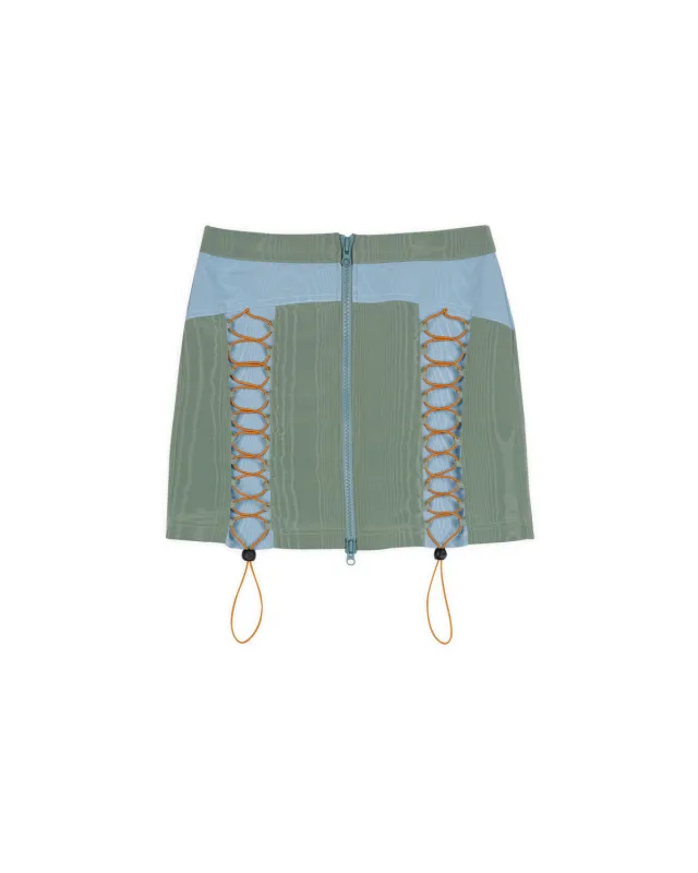 Bungee Zip Mini Skirt - Seafoam made by Brain Dead