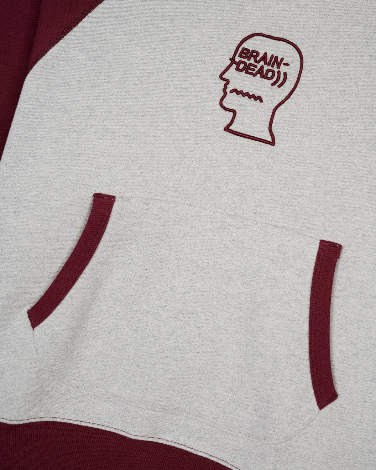 Fleece Logo Head Raglan Hoodie - Oatmeal/Maroon sold by Brain Dead product image thumbnail 4