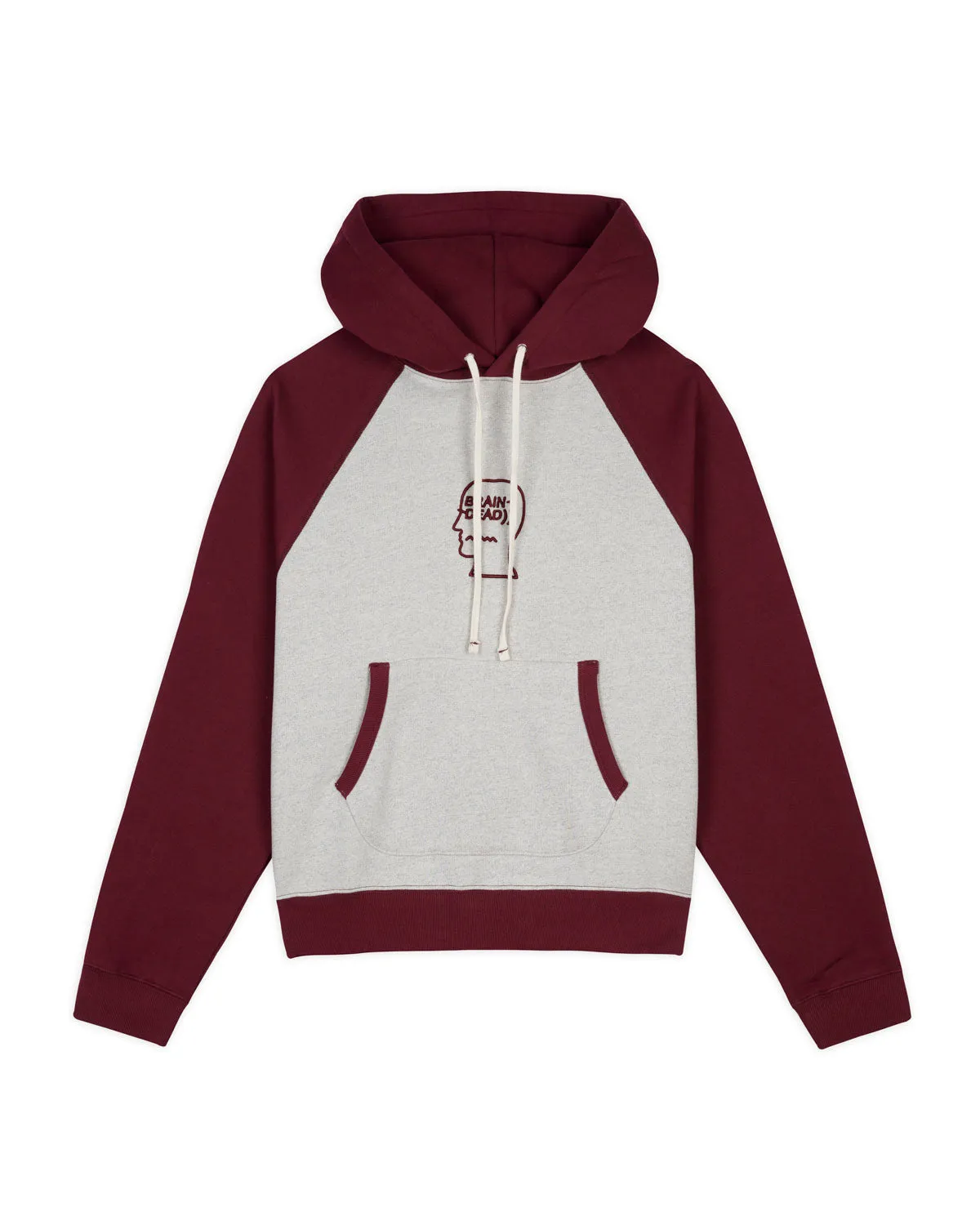 Fleece Logo Head Raglan Hoodie - Oatmeal/Maroon sold by Brain Dead