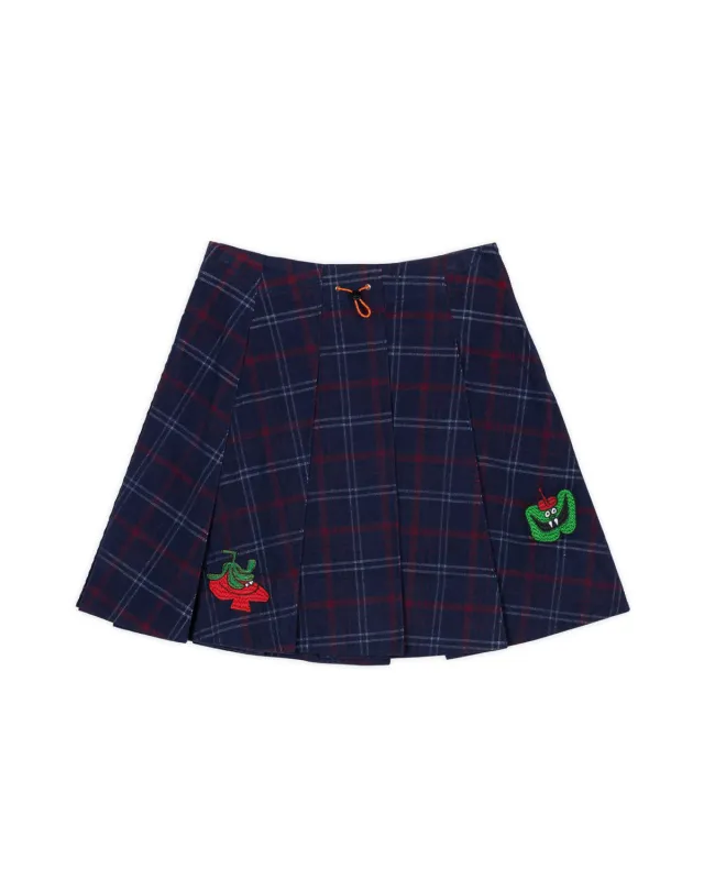 Mesa Pleated Skirt - Blue Multi made by Brain Dead
