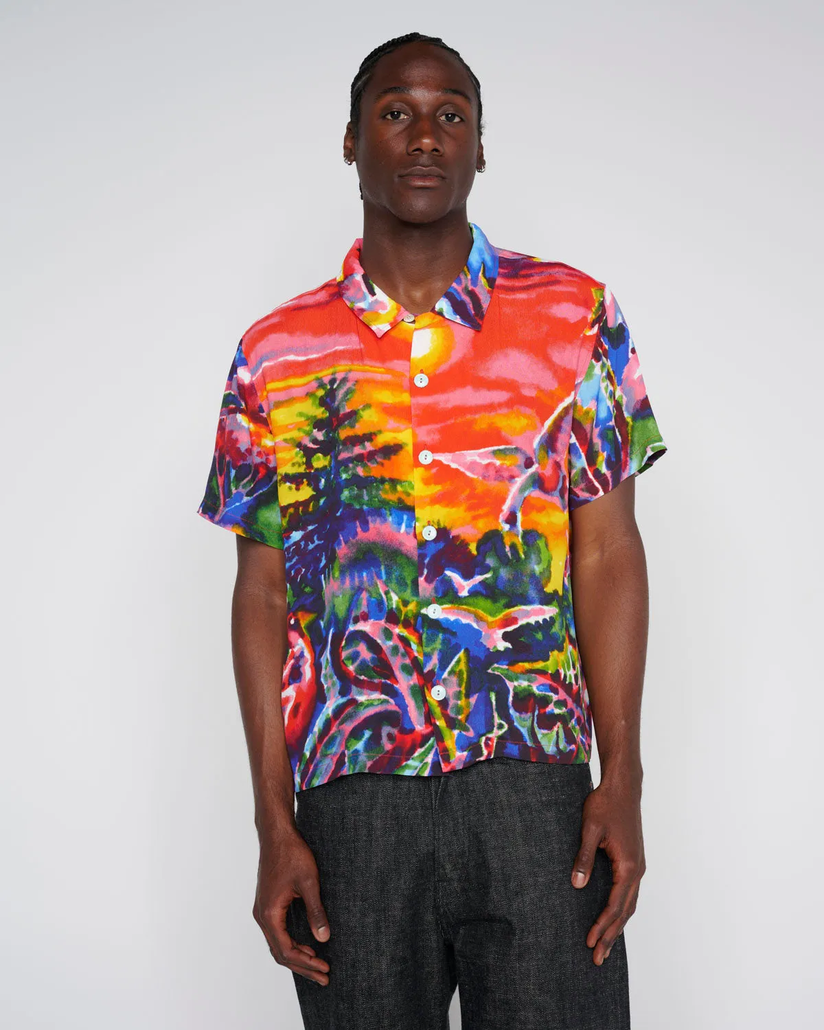 Forgotten Forest Short Sleeve Button Up Shirt - Red sold by Brain Dead product image thumbnail 5