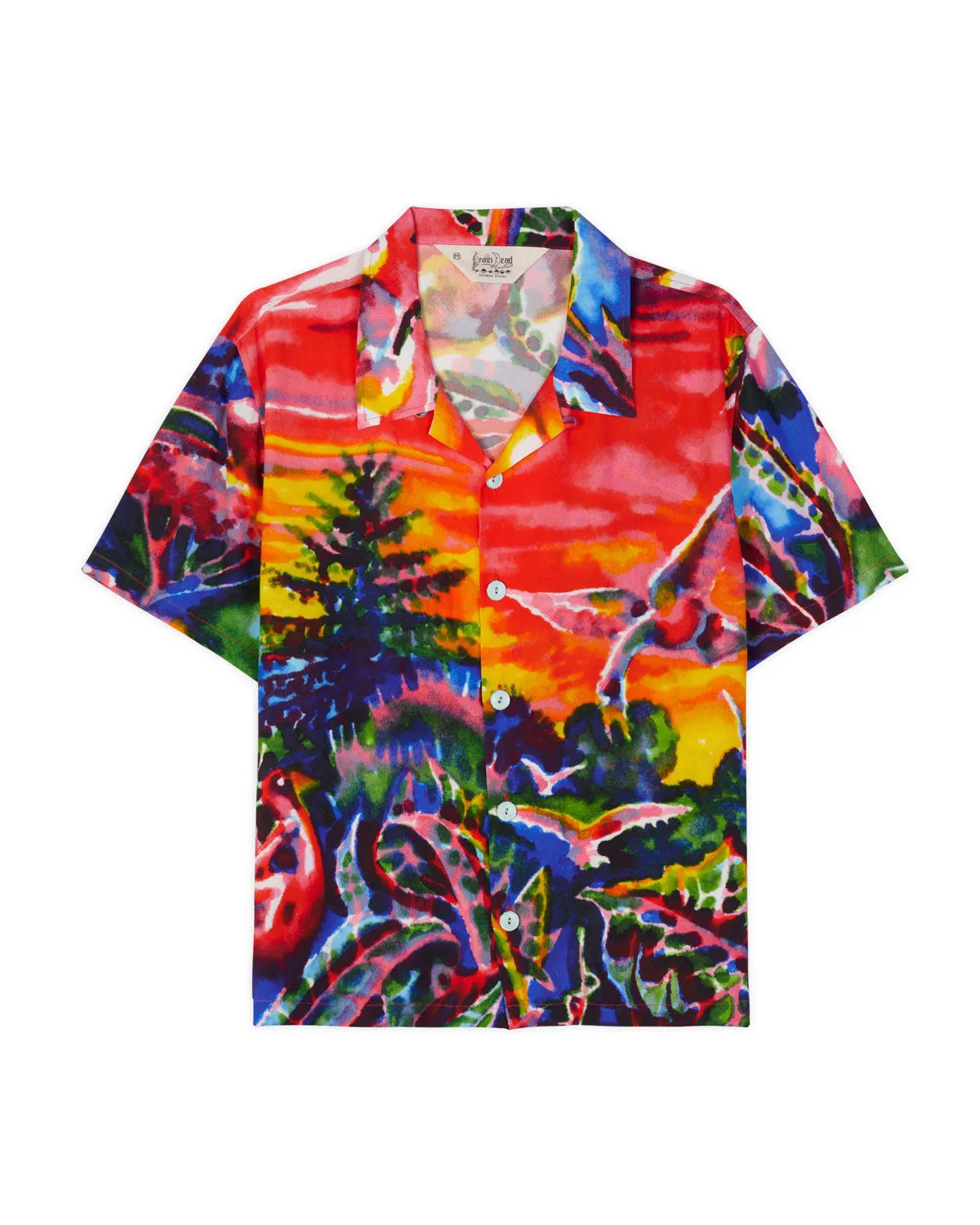 Forgotten Forest Short Sleeve Button Up Shirt - Red sold by Brain Dead