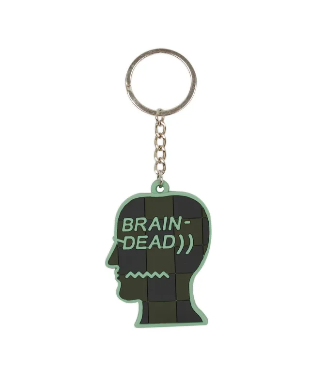 Checkered Logohead Keychain - Green/Brown sold by Brain Dead
