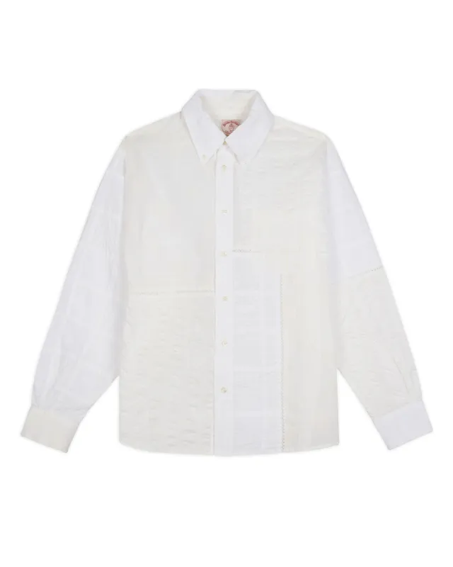 Brooks Brothers California Patchwork Oxford Button Up Shirt - White Multi sold by Brain Dead