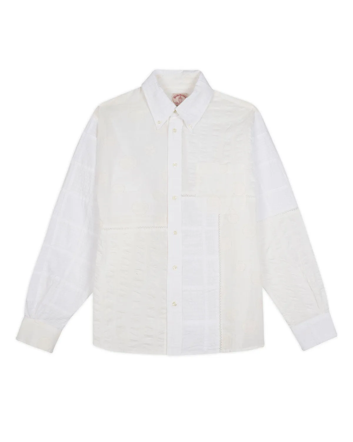 Brooks Brothers California Patchwork Oxford Button Up Shirt - White Multi sold by Brain Dead