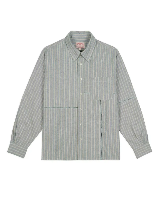 Brooks Brothers California Patchwork Oxford Button Up Shirt - Green sold by Brain Dead