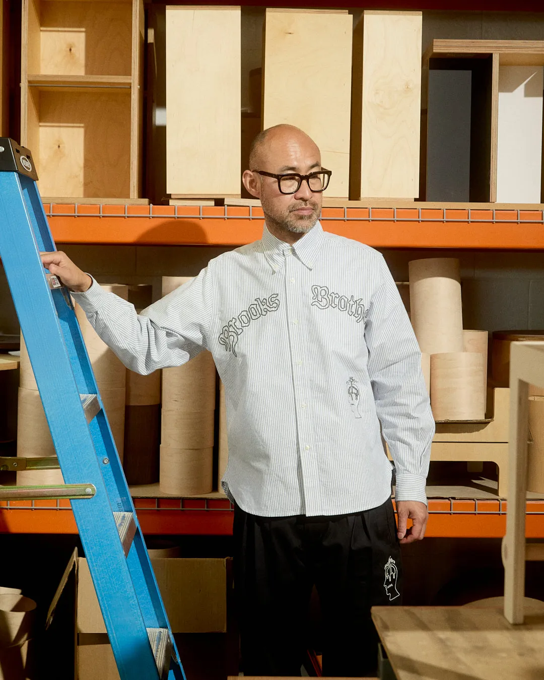 Brooks Brothers California Embroidered Striped Oxford Button Up Shirt - Blue sold by Brain Dead product image thumbnail 2