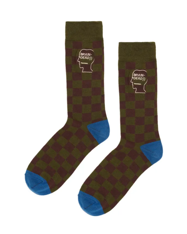 Logohead Dress Socks - Checkered made by Brain Dead