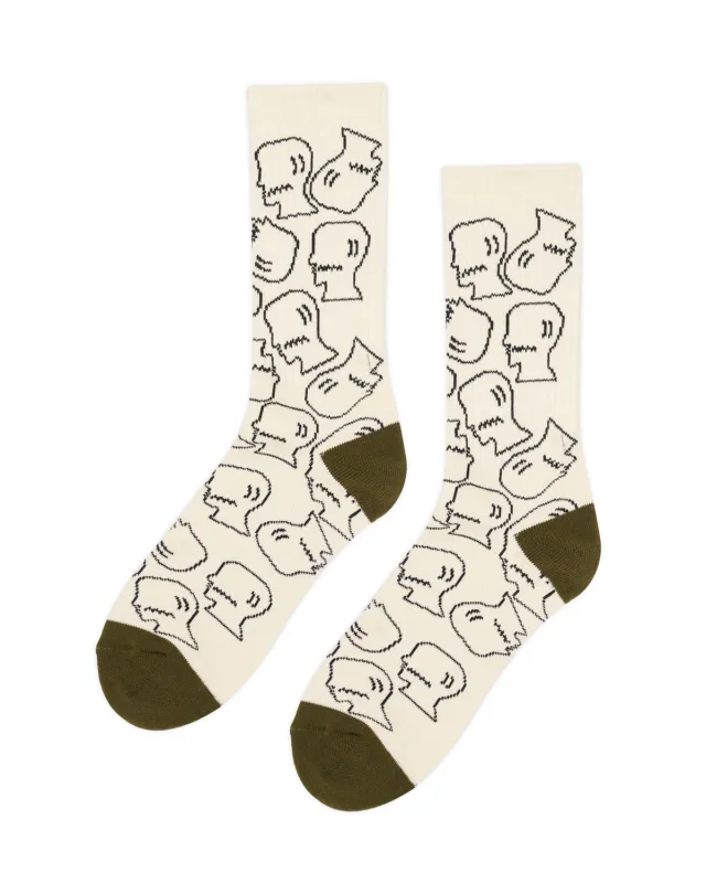 Logohead Crew Socks - Cream sold by Brain Dead