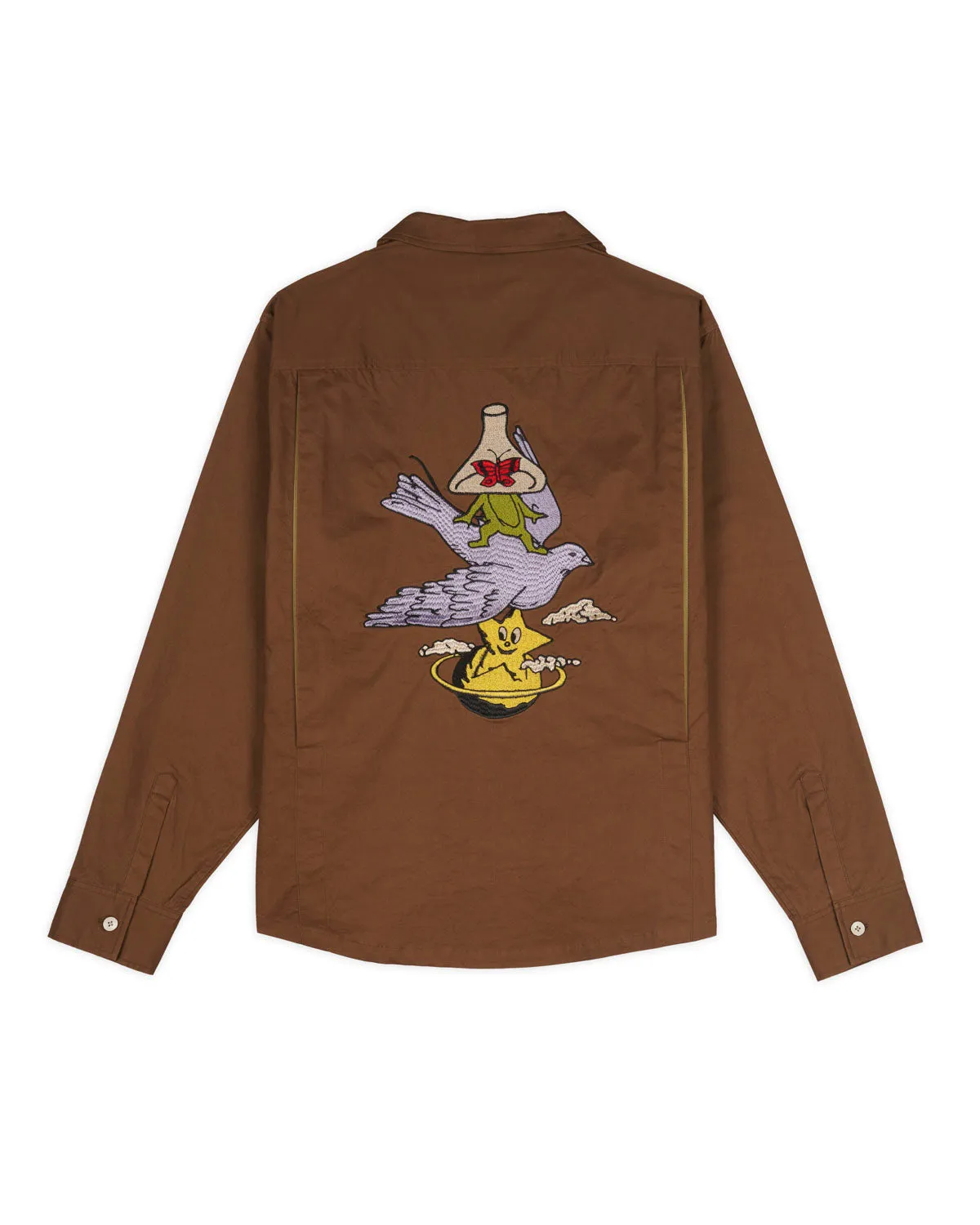 Poplin Camp Collar Shirt - Chocolate sold by Brain Dead