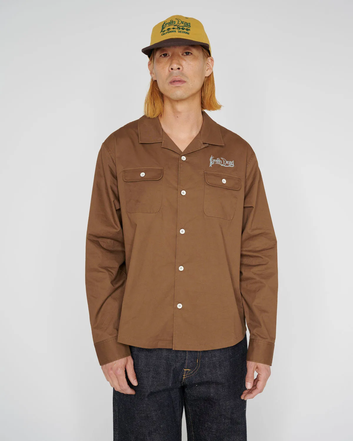 Poplin Camp Collar Shirt - Chocolate sold by Brain Dead product image thumbnail 2
