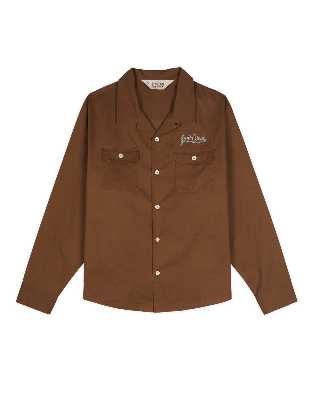 Poplin Camp Collar Shirt - Chocolate sold by Brain Dead product image thumbnail 3