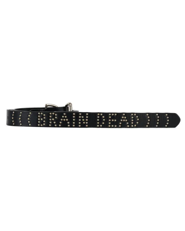 Brain Dead x Hollywood Trading Co Studded Skinny Belt - Black sold by Brain Dead