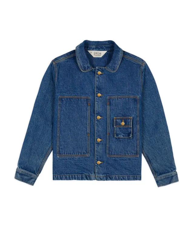 15oz Selvedge Denim 37 Work Shirt - Washed Indigo sold by Brain Dead
