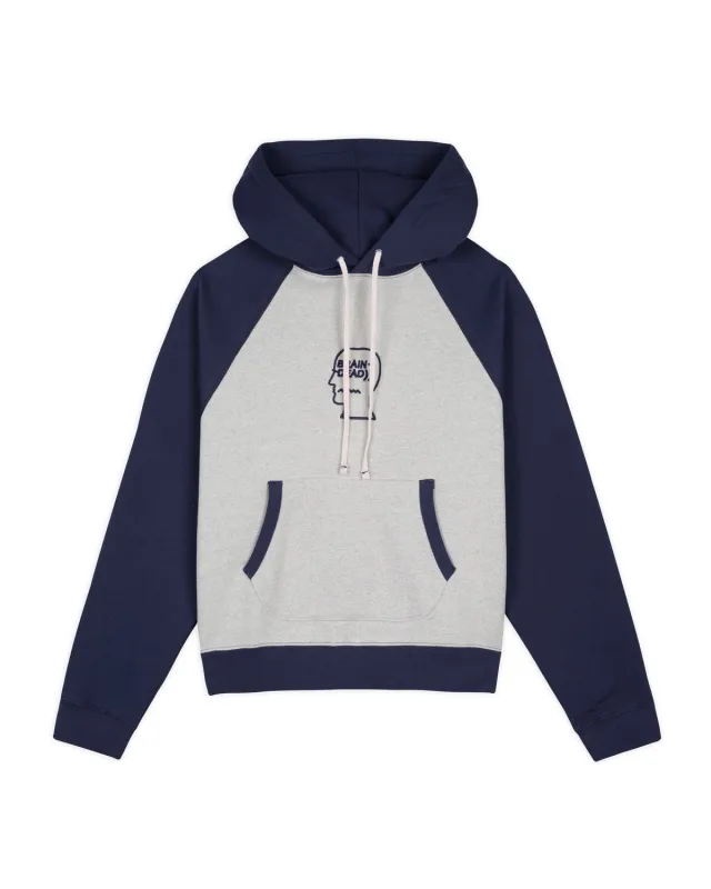 Fleece Logo Head Raglan Hoodie - Oatmeal/Navy sold by Brain Dead