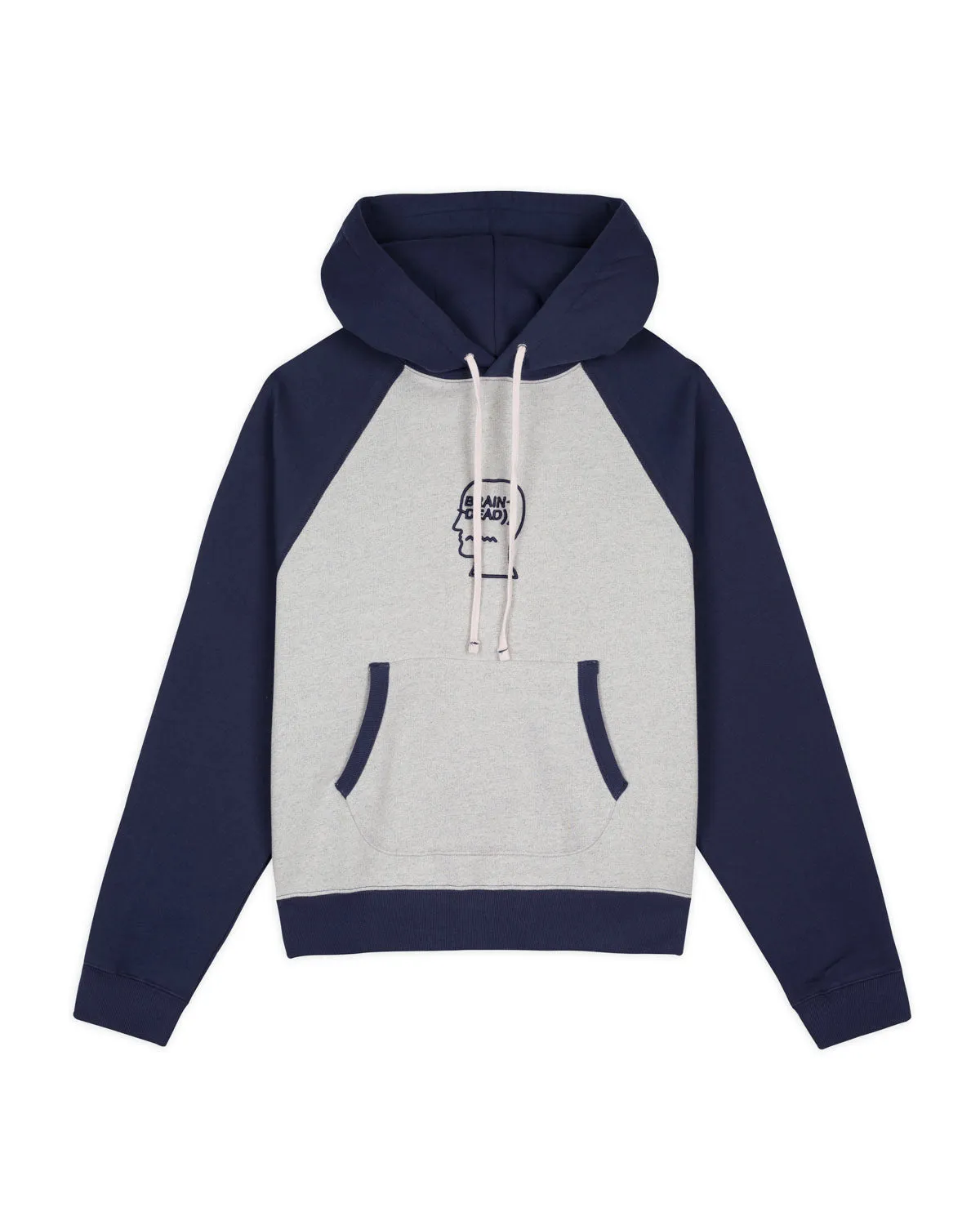 Fleece Logo Head Raglan Hoodie - Oatmeal/Navy sold by Brain Dead