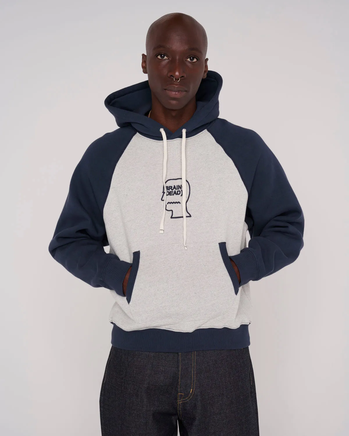 Fleece Logo Head Raglan Hoodie - Oatmeal/Navy sold by Brain Dead product image thumbnail 2