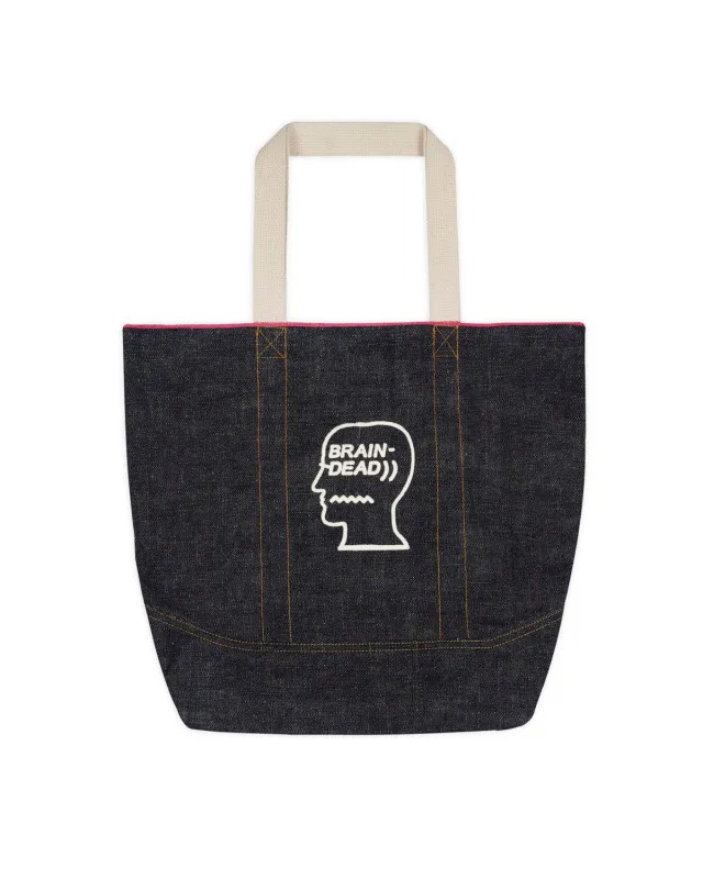 Selvedge Denim Logohead Tote Bag - Indigo sold by Brain Dead