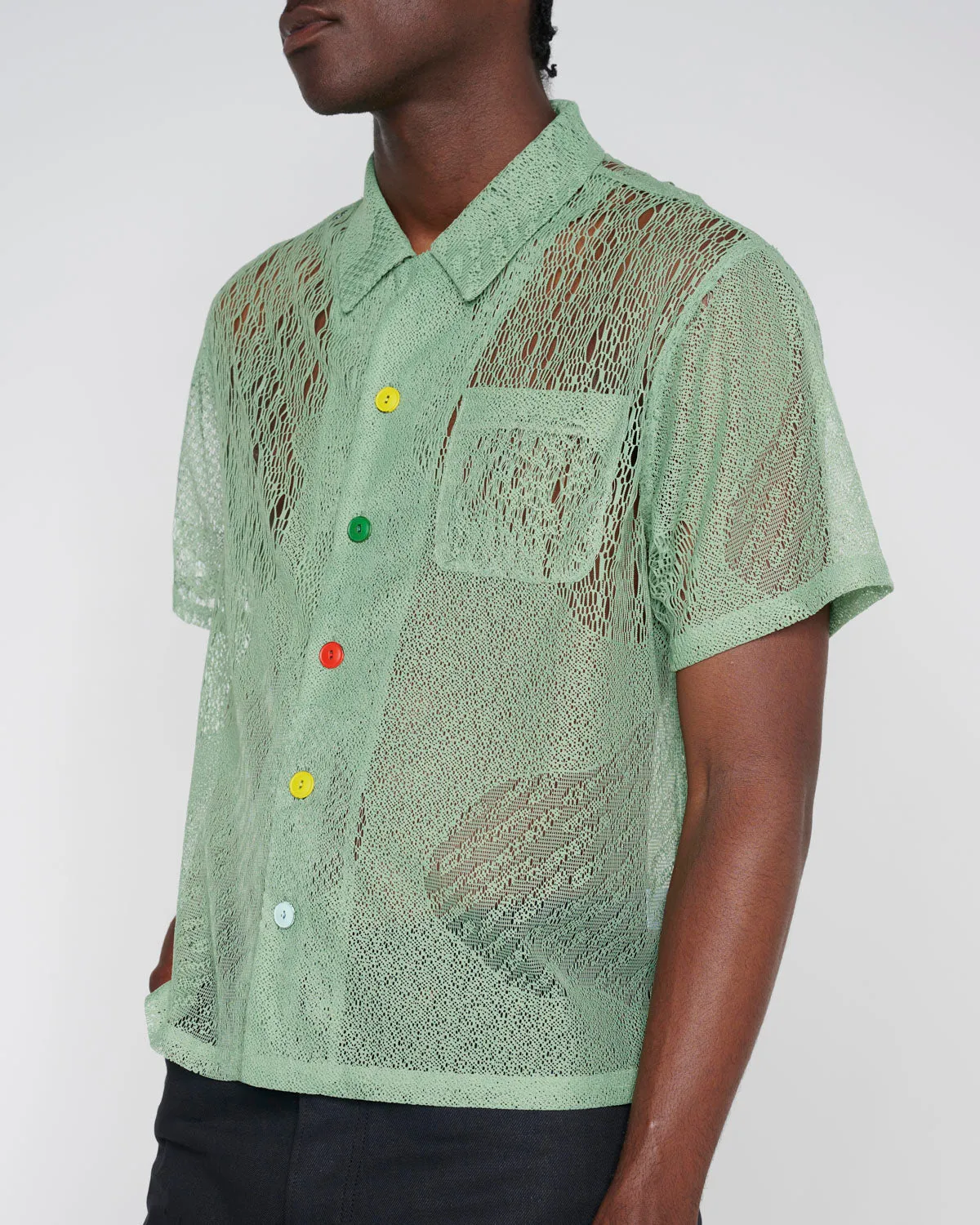 Engineered Mesh Short Sleeve Button Up - Green sold by Brain Dead product image thumbnail 2