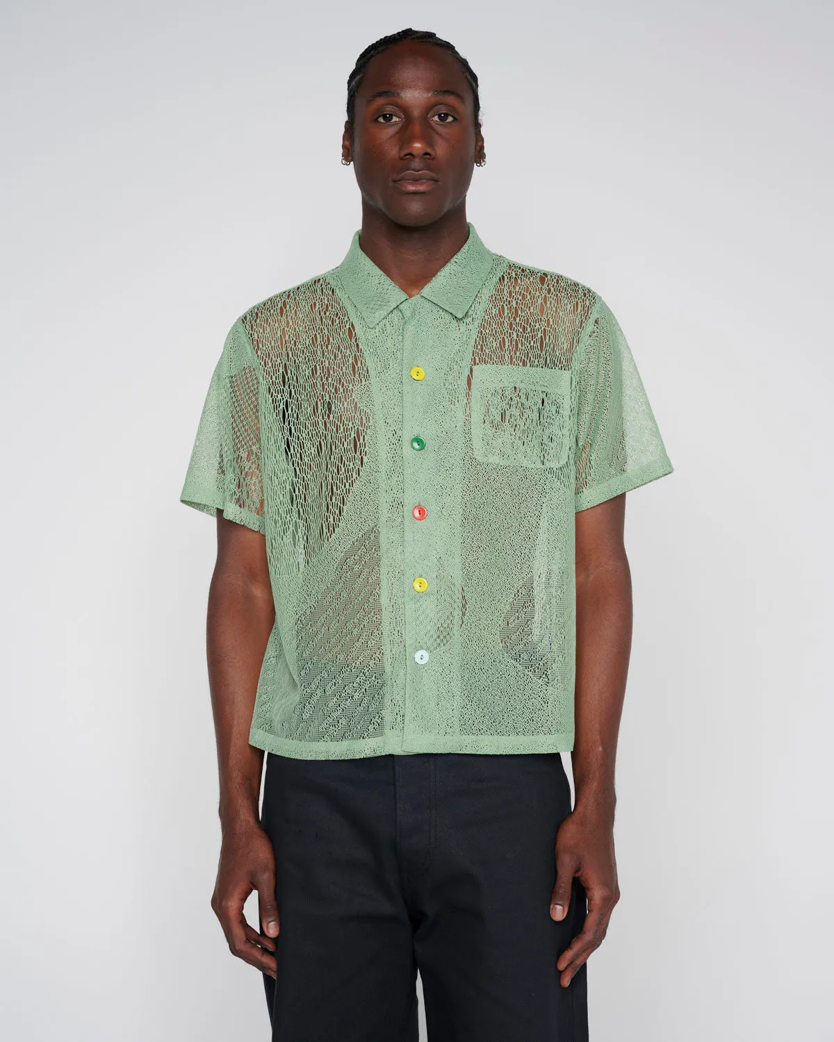 Engineered Mesh Short Sleeve Button Up - Green sold by Brain Dead product image thumbnail 5