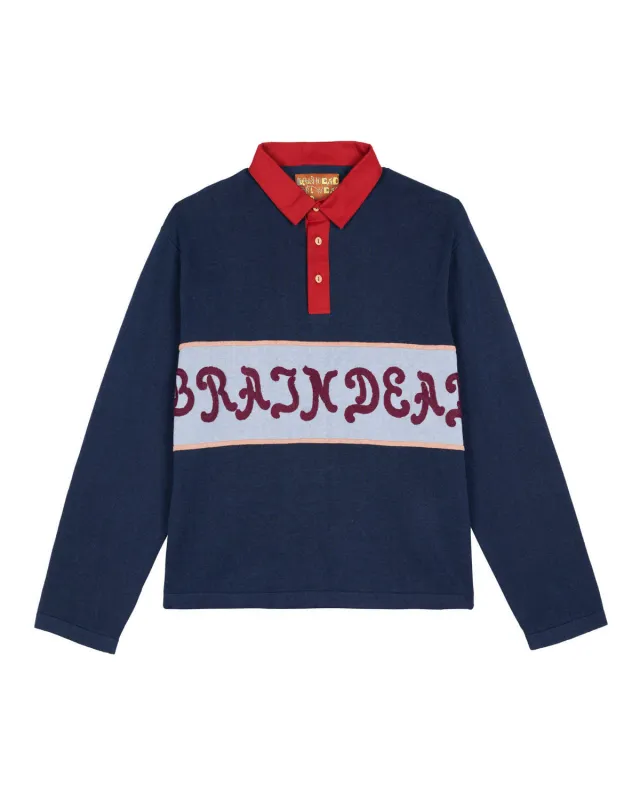 Lifted Stripe Long Sleeve Sweater - Navy Multi made by Brain Dead